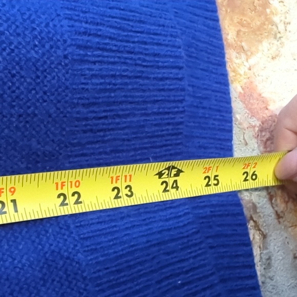 The Reset R Label Wool Cashmere Blend Sapphire Blue Sweater Funnel Mock Neck - Picture 9 of 10